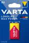 Preview: Varta LONGLIFE Max POWER Alkaline 4722-6LR61-9V - 1er Blister