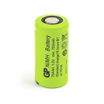 Preview: GP Industrieakku 2/3 AA Flattop NiMH - 1,2V - 750mAh - 50er Bulk