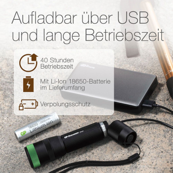 GP Taschenlampe Discovery CR42 - 1000 Lumen inkl. 18650 Akku
