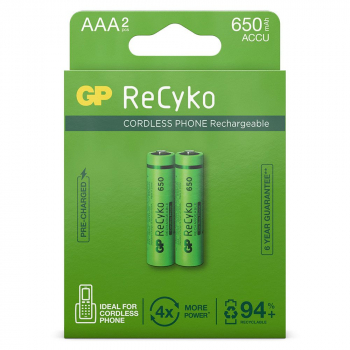 GP NIMH Recyko AAA HR03 Akku 650 mAh Phone - 2er Blister