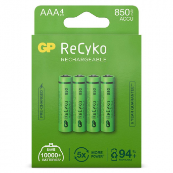 GP Recyko Akku Micro AAA 850 mAh vorgeladen & einsatzbereit 4er Blister