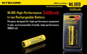 Preview: Nitecore Akku 18650 IC Protected 3400 mAh für Taschenlampen