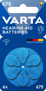 Varta Hearing Aid Acoustic Hörgerätebatterie V675  6er Blister