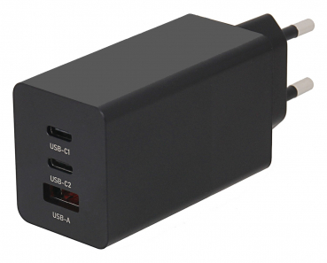 VTPro GaN PD65W Adapter schwarz 2xUSB-C 1xUSB-A PD3.0 QC3.0