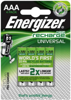Energizer Universal Akku HR 03 AAA Micro 500 mAH Ready to Use 4er Blister