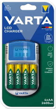 Varta Power LCD Charger inkl. 4x AA 2600 R2U mAh +12V & USB