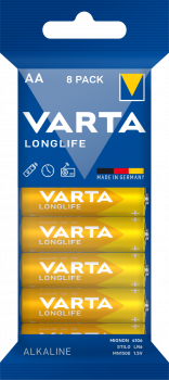 Varta Longlife Extra Alkaline 4106-LR06-AA-Mignon - 8er Folienpack