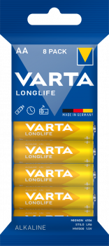 Preview: Varta Longlife Extra Alkaline 4106-LR06-AA-Mignon - 8er Folienpack