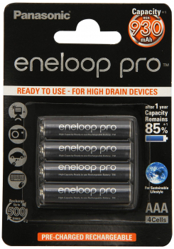 Panasonic eneloop pro NiMH AAA 900 mAh BK-4HCDE/4BE R2U - 4er Blister / 12 Blister in VKE