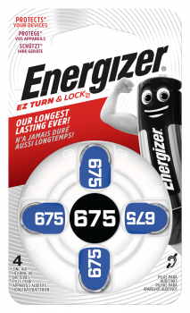 Energizer AC 675 E PR44 blau Hörgeräte Knopfzelle 4er Blister