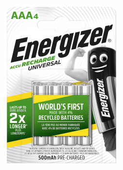 Energizer Universal Akku HR 03 AAA Micro 500 mAH Ready to Use 4er Blister