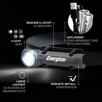 Preview: Energizer Kopfleuchte/Taschenlampe Hybrid Power Headlamp