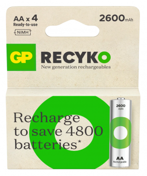 Preview: GP Recyko NIMH AA HR06 2600 mah Akku  - 4er Blister