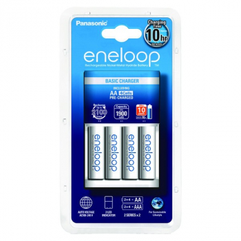 Panasonic eneloop Basic Charger Ladegerät BQ-CC51 inkl. 4 AA 2000 mAh R2U