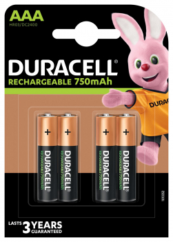 Duracell Rechargeable AAA HR3 Micro 750mAh - 4er Blister