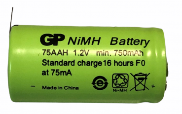 Preview: GP 1,2V GP75AAH Industrieakku 750 mah 3er-Printlötfahne