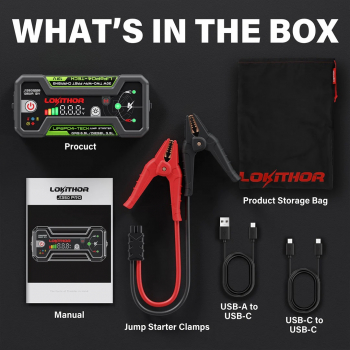 Preview: Lokithor J1350 PRO Jumpstarter 12V 1350A LiFePO4 Powerbank & Leuchte