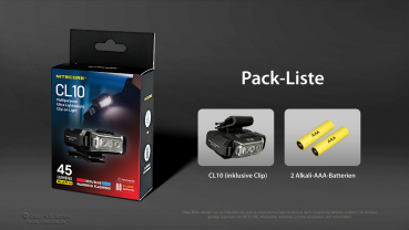 Nitecore Clipleuchte CL10 inkl. Batterien