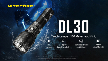 Preview: Nitecore Tauchlampe DL30 - 100 Meter wasserdicht
