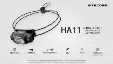 Preview: Nitecore Pro Kopfleuchte HA11 - 240 Lumen