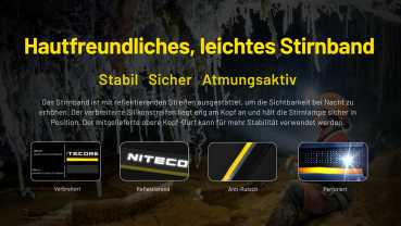 Nitecore Kopfleuchte HC75 UHE - 3000 Lumen, E-Focus