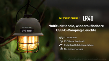 Preview: Nitecore Pro Campinglaterne LR40 - weiss