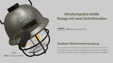Nitecore Pro Campinglaterne LR40 - oliv