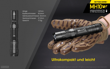 Nitecore Taschenlampe MH10 aufladbar 1200 Lumen V2