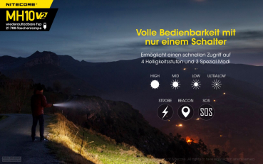 Nitecore Taschenlampe MH10 aufladbar 1200 Lumen V2