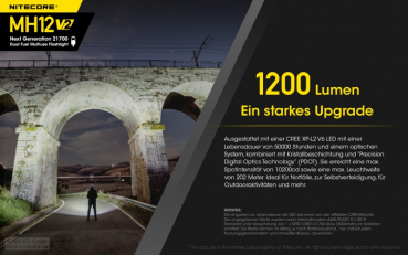 Preview: Nitecore Pro Taschenlampe MH12 V2.0 - 1200 Lumen