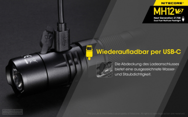 Preview: Nitecore Pro Taschenlampe MH12 V2.0 - 1200 Lumen