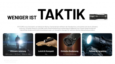 Preview: Nitecore Pro MT1C PRO Taschenlampe 1000 Lm inkl Li-ion Akku
