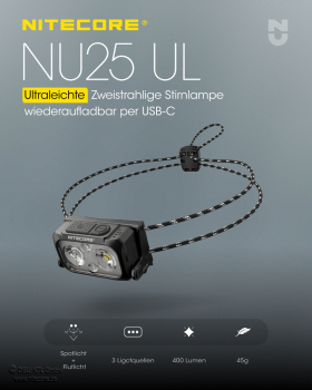 Preview: Nitecore Stirnleuchte NU25 Ultralight inkl. Akku