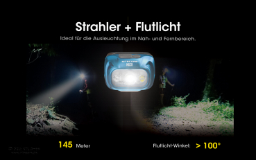 Preview: Nitecore Pro Kopfleuchte NU31 orange - 550 Lumen