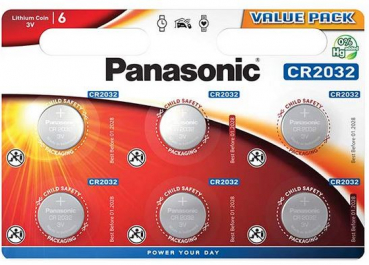 Panasonic Lithium CR 2032 3V - 6er Blister-Strip