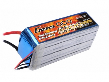 Grepow 5300mAh 22,2 V 30C 6S1P Lipo Akku mit EC5-Stecker