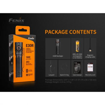 Fenix Tactical Taschenlampe E30R LED inkl. ARB-L18-3400 LiIon Akku