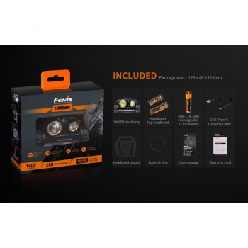 Preview: Fenix Kopfleuchte HM65R inkl. ARB-L18-3500 Li-ion Akku 1000 Lumen