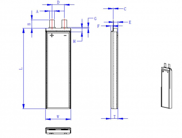 Preview: Grepow Lifepo Pouch DP9036128 2,9 Ah Akku ohne PCM