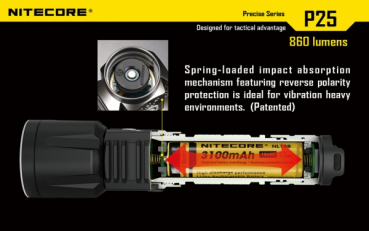 Preview: Nitecore Pro Taschenlampe P25, army inkl. 2x CR123 Lithium