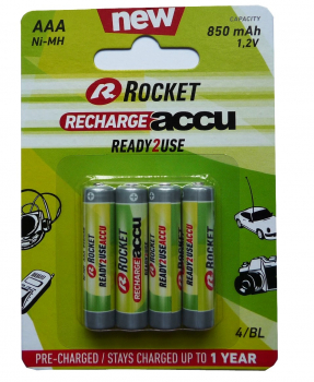 Rocket Recharge Accu AAA Micro 850 mAh Blister 4 Ready 2 Use