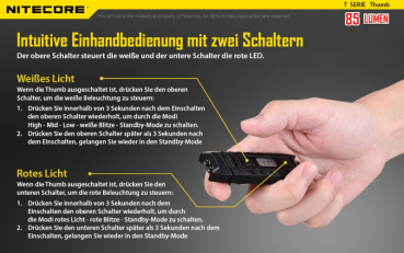 Nitecore Keyring Thumb Schlüsselbund-Lampe mit USB Ladefunktion