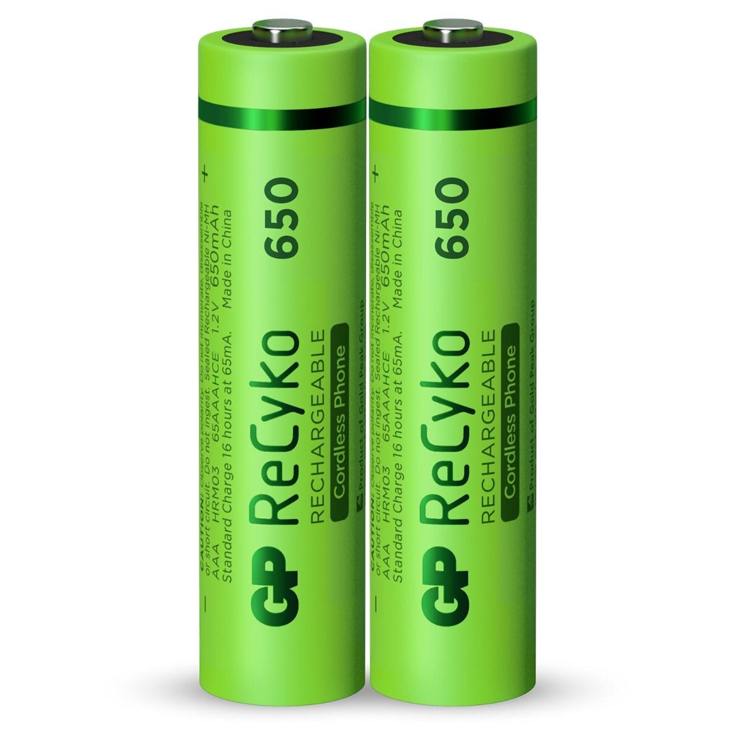 GP NIMH Recyko AAA HR03 650 mAh DECT Phone Akkus 2er Blister