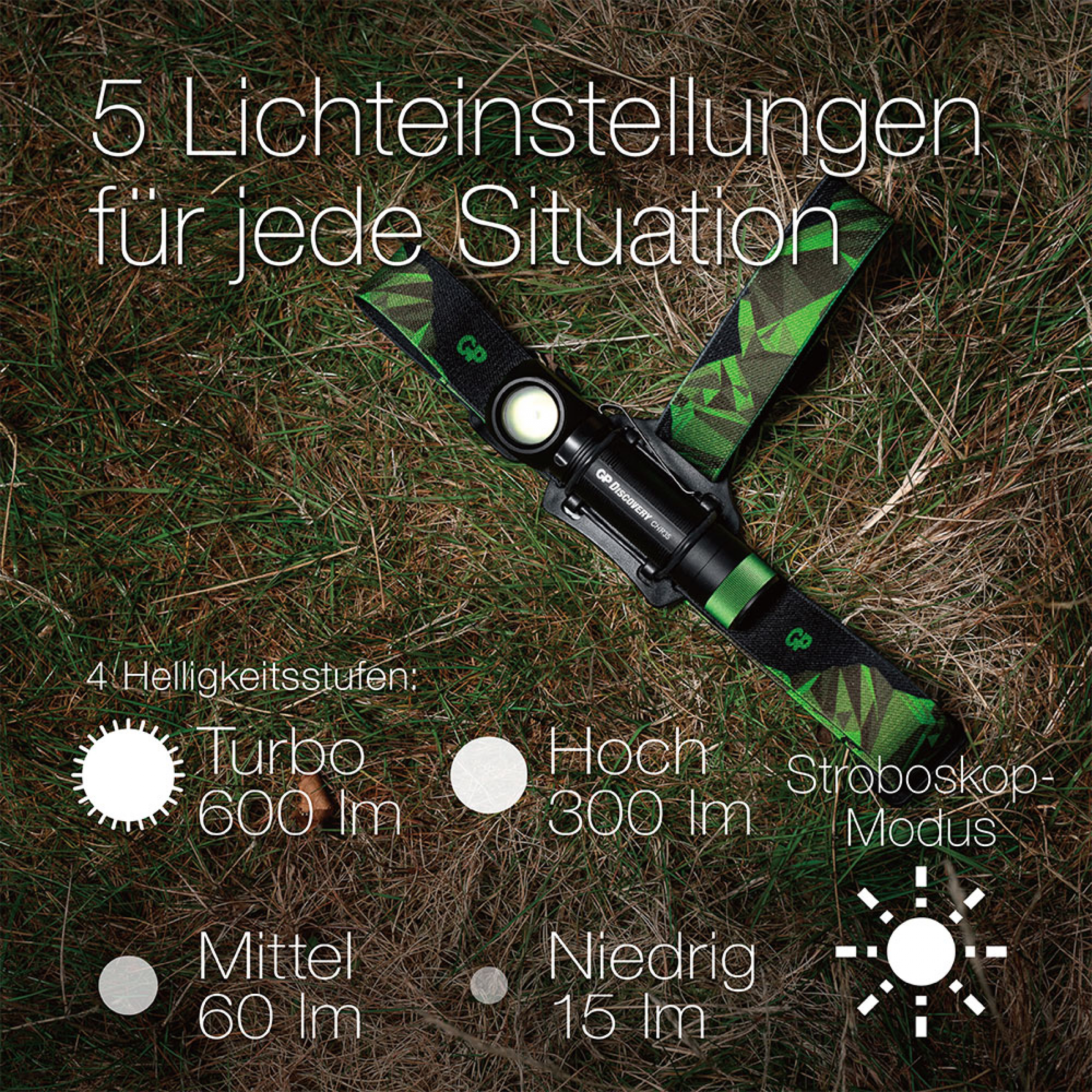 GP Stirnleuchte Discovery CH35 - 600 Lumen inkl. 18650 Akku