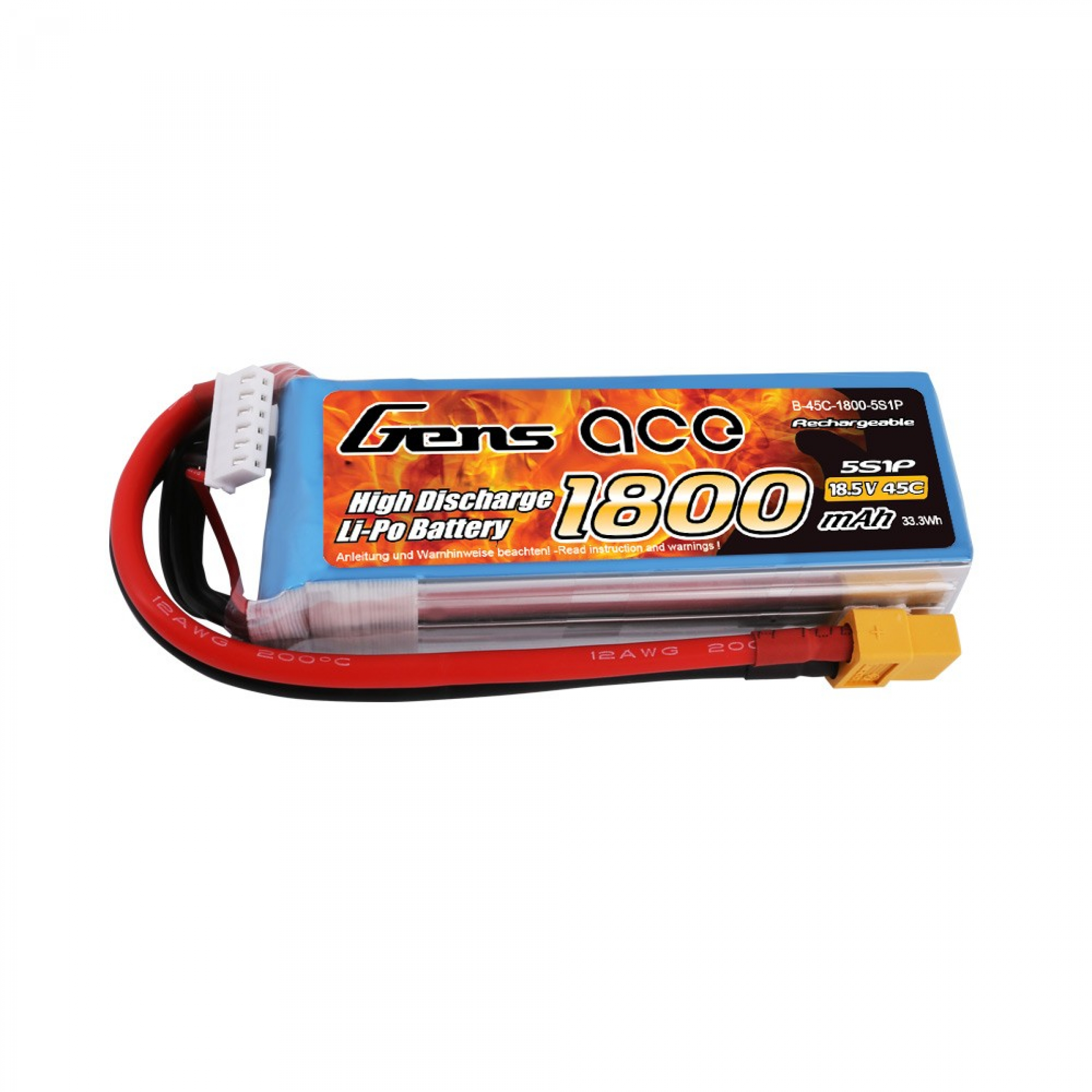 Grepow 1800mAh 18,5V 45C 5S1P Lipo Akku mit XT60 Stecker