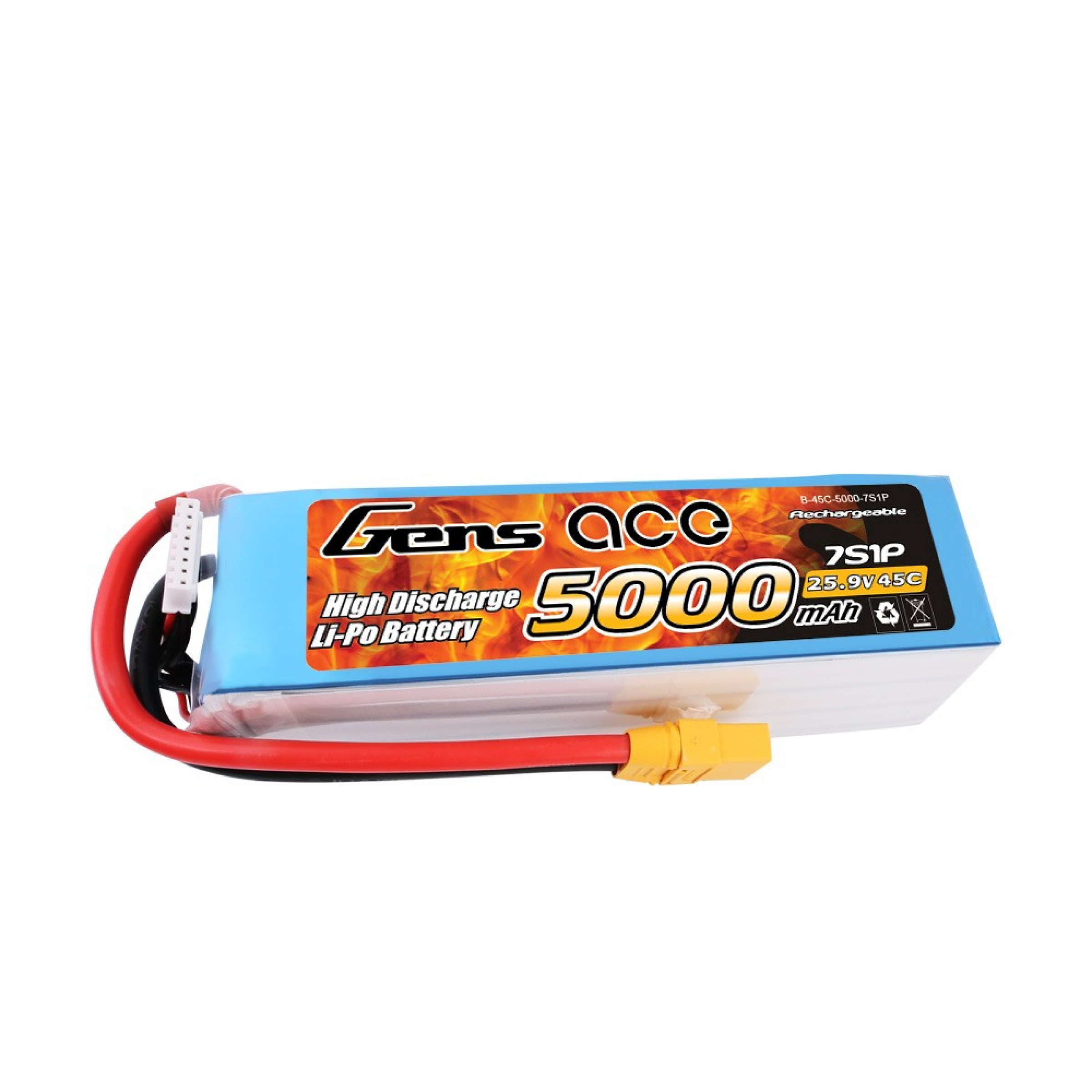 Grepow 5000mAh 25.9V 45C 7S1P Lipo battery with XT90 connector