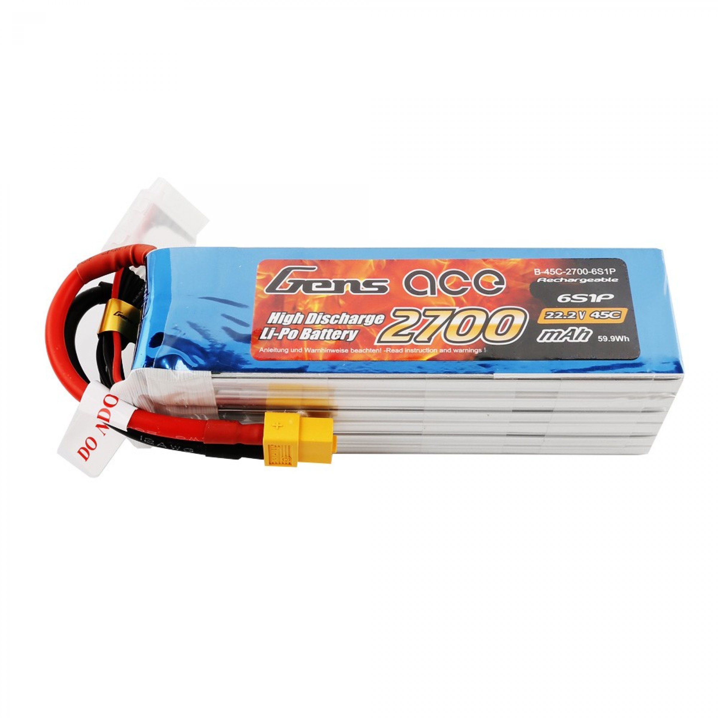 Grepow 2700mAh 22,2V 45C 6S1P Lipo Akku mit XT60 Stecker