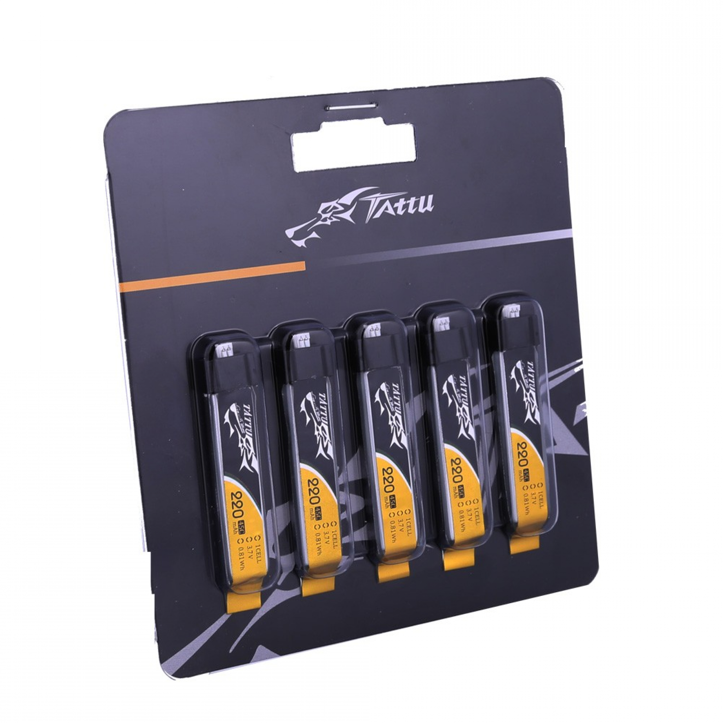 Tattu 220mAh 3.7V 45C 1S1P Tiny Whoop Akku mit EFLITE-Stecker (5 Stück / Packung)