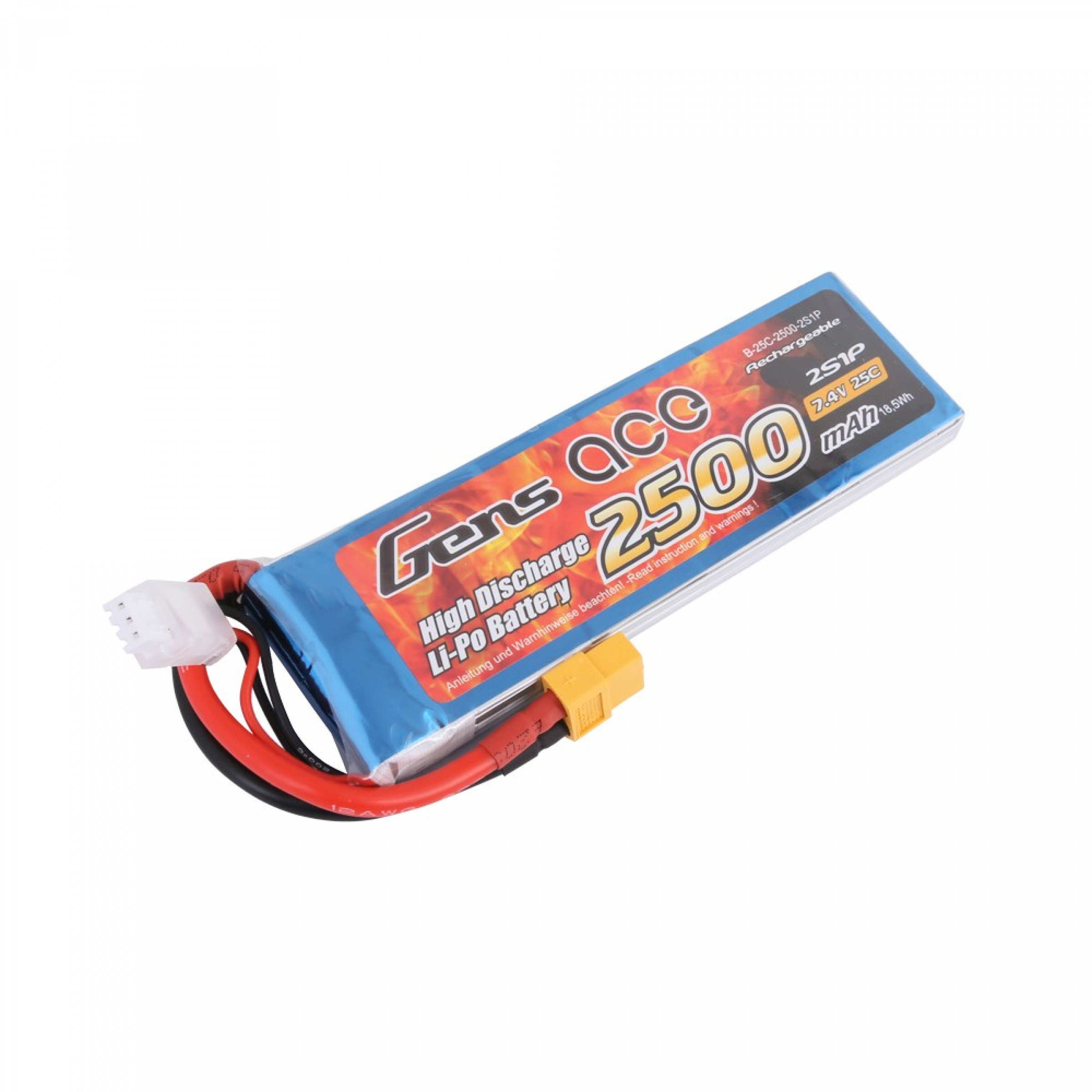 Grepow 2500mAh 7,4V 25C 2S1P Lipo Akku mit XT60 Stecker
