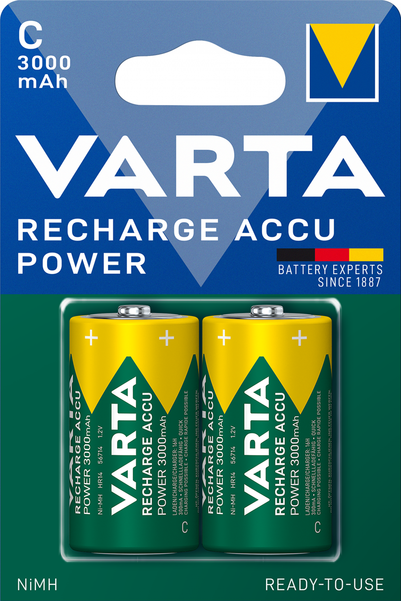 Varta Accu Rechargeable HR 14-C-Baby 3000 mAH Blister 2